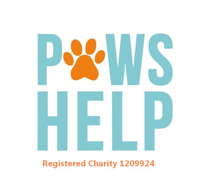 Paws Help Logo and registered UK Charity number